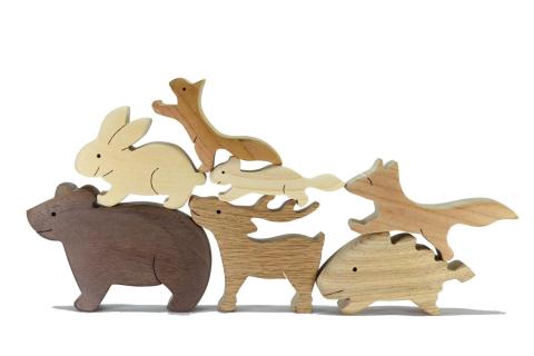 森の動物つみ木　知育玩具 木製パズル おもちゃ プレゼント 男の子 女の子 誕生日 クリスマス 子供 大人 ギフト つみき 積み木 送料無料｜こだわりの逸品 地域特産品 ギフト 自分用 人気 おすすめ 積み木 積木 つみき 木のおもちゃ 動物つみき バランス ごっこ遊び おもちゃ 木製玩具 知育玩具 子ども 国産 安心 安全 出産祝い お祝い 贈り物 日本製 無塗装 ナチュラル 職人 手作り