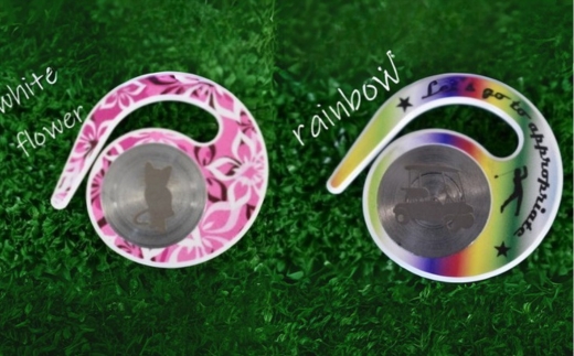 ゴルフマーカー(ハングマーカー)　４つセット　ホワイトフラワー　レオパード　ニーケーピンク　レインボー　ゴルフマーカー ゴルフ 父の日 母の日 ギフト プレゼント 実用的 ゴルフ好き コンペ