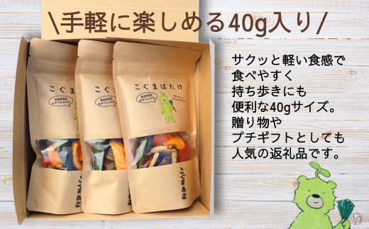国産野菜チップス こぐまばたけ40g×3袋 ギフトボックス 国産素材100％ ヘルシー おやつ 子ども 野菜 詰め合わせ スナック こぐま商店 クマオカキ おかき お菓子 せんべい 煎餅 大阪 河内長野 あられ おつまみ オカキ プレゼント お土産 手土産