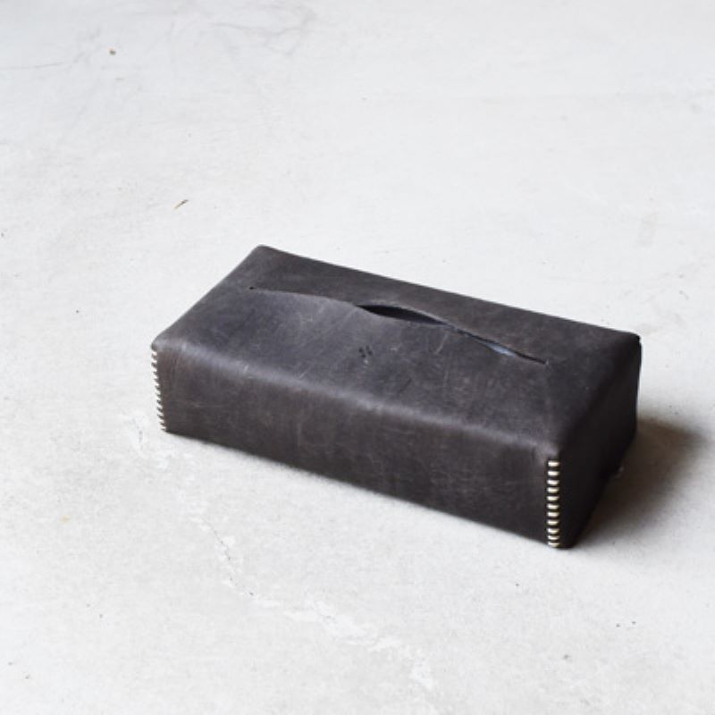 Teha’amana Tissue Cover Smoke テハマナ ティッシュカバー スモーク ブラック 革 皮 雑貨 おしゃれ レザー 本革 こだわりの逸品 地域特産品 ギフト 自分用 人気 おすすめ スモーク ブラック