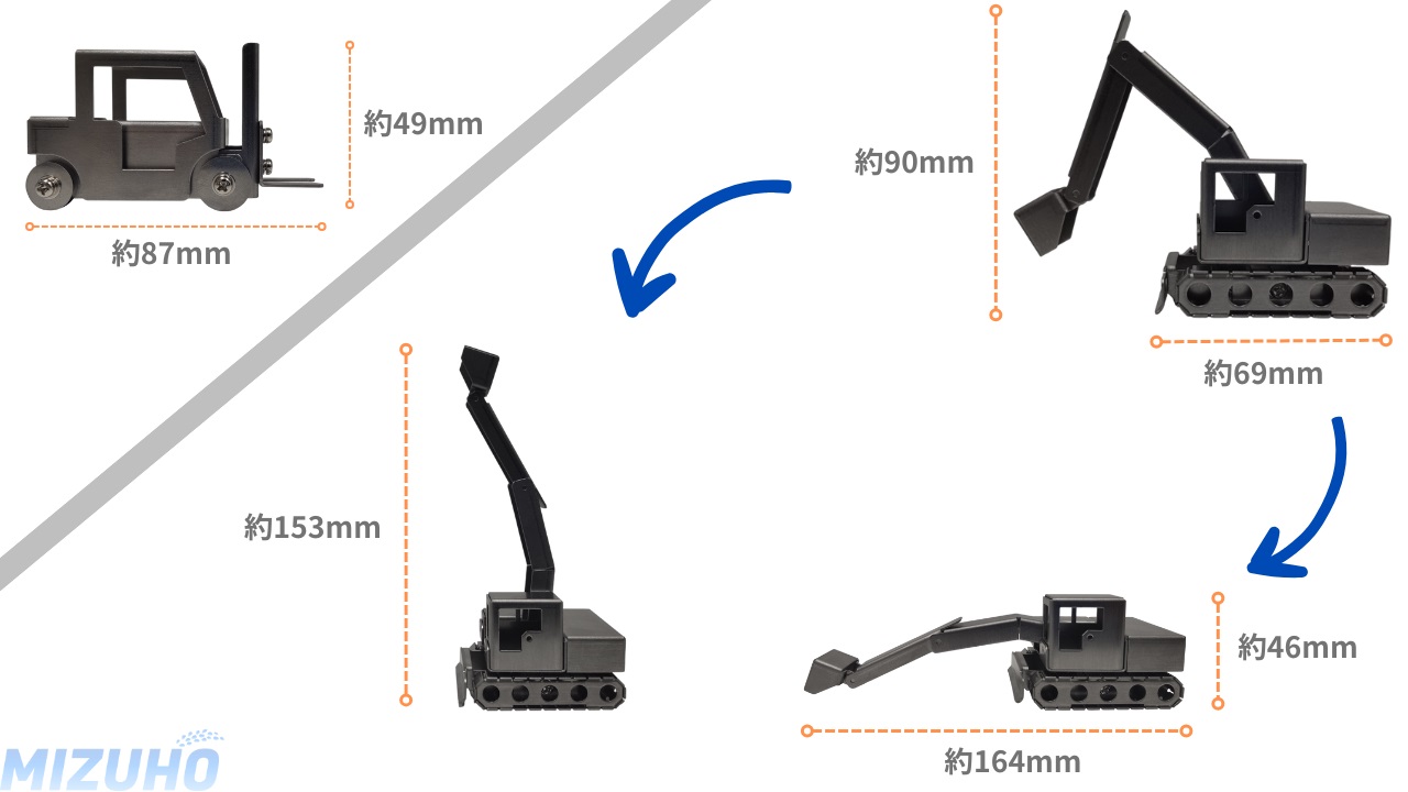 板金ミニカーセット ショベルカー完成品＋フォークリフト組立キット ワークワクワク河内長野