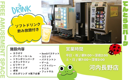 てんとう虫パーク 河内長野店 １日フリーパスご招待ペア（小学生以上2人様分）｜トランポリン クライミング バドミントン カラオケ ゲーム テニス 卓球 遊び放題 ソフトドリンク 飲み放題 屋内施設 レジャー 体験型チケット デート グループ 遊び 子ども てんむし てん虫 フットサル バスケ バレー バスケット
