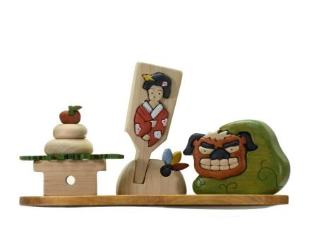 木工パズル　お正月３点セット 積み木 積木 つみき 木のおもちゃ 動物つみき バランス ごっこ遊び おもちゃ 木製玩具 知育玩具 男の子 女の子 子供 子ども 国産 安心 安全 出産祝い お祝い 贈り物 日本製 無塗装 ナチュラル 職人 手作り ギフト プレゼント 送料無料