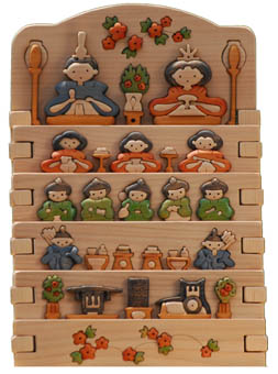 木工パズル　おひなさま　5段飾り｜こだわりの逸品 地域特産品 ギフト 自分用 人気 おすすめ 積み木 積木 つみき 木のおもちゃ 動物つみき バランス ごっこ遊び おもちゃ 木製玩具 知育玩具 男の子 女の子 子供 子ども 国産 安心 安全 出産祝い お祝い 贈り物 日本製 無塗装 ナチュラル 職人 手作り ギフト プレゼント 送料無料