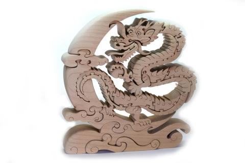 三日月龍の木製パズル 干支 木製パズル 置物 プレゼント 玄関 開運 縁起物 四季の飾り 送料無料 積み木 積木 つみき 木のおもちゃ 動物つみき バランス ごっこ遊び おもちゃ 木製玩具 知育玩具 男の子 女の子 子供 子ども 国産 安心 安全 出産祝い お祝い 贈り物 日本製 無塗装 ナチュラル 職人 手作り ギフト