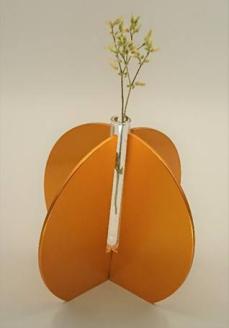 アルミ一輪挿し（気球）オレンジ　おしゃれ　お花　フラワーベース　花瓶　シンプル　４色展開