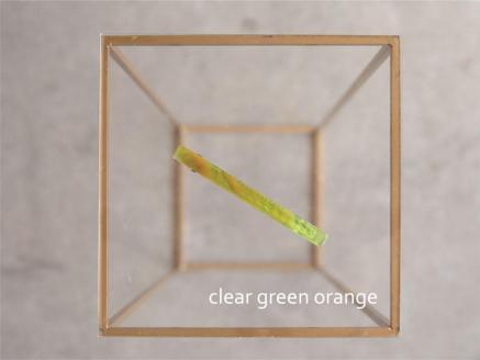 アクリル製ロングバレッタ clear green orange（クリアグリーンオレンジ） eME long baretta 髪留め ヘアクリップ ヘアアクセサリー