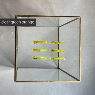 アクリル製ショートバレッタ clear green orange（クリアグリーンオレンジ） eME　barretta 2 short 髪留め ヘアクリップ ヘアアクセサリー こだわりの逸品 地域特産品 ギフト 自分用 人気 おすすめ