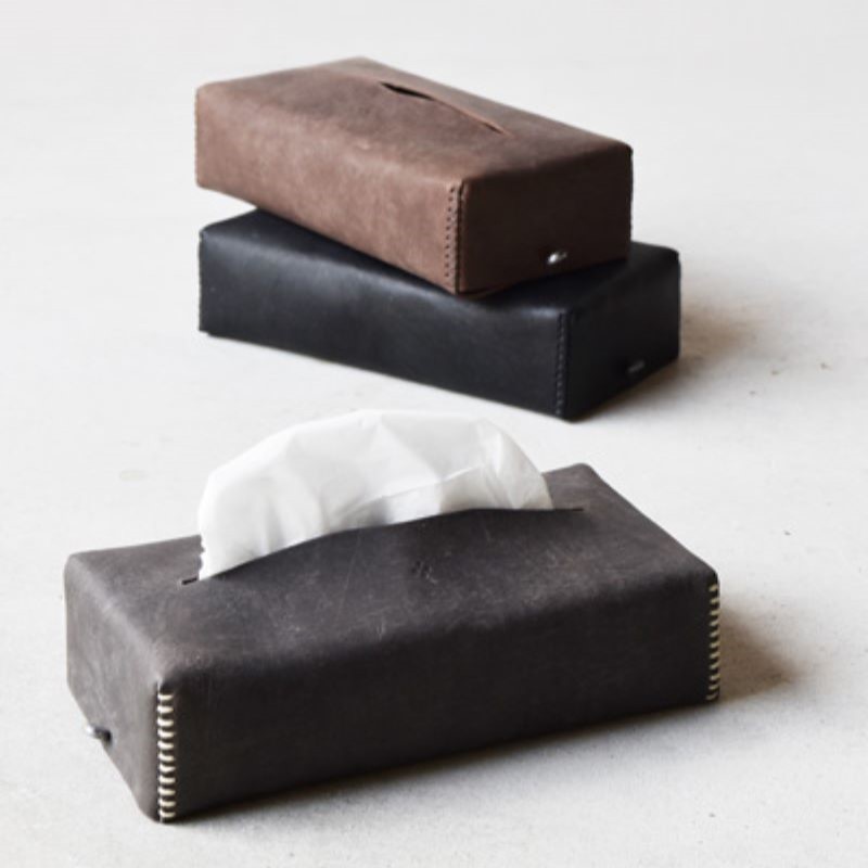 Teha’amana Tissue Cover Smoke テハマナ ティッシュカバー スモーク ブラック 革 皮 雑貨 おしゃれ レザー 本革 こだわりの逸品 地域特産品 ギフト 自分用 人気 おすすめ スモーク ブラック