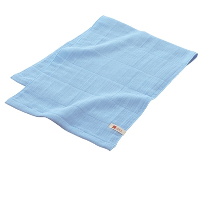 高吸水ガーゼフェイスタオル2枚(四重織シャリ感ガーゼ)色:ブルー