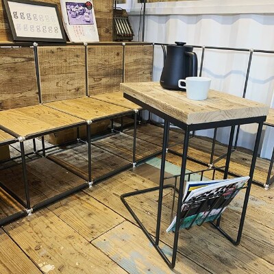 COBA(32)サイドテーブル　コ型(ラック付き)