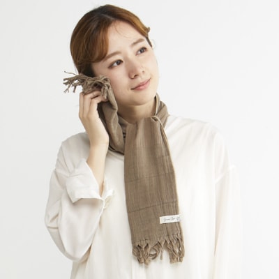 四重織高吸水シャリ感ガーゼ (ガーデンスタイル)ロングマフラータオル　2枚セット　色:ブラウン