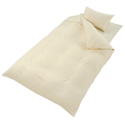 【シングル】カバー掛・敷・枕＆パジャマ(男女兼用XSサイズ)4点セット　色:サンド　抗菌防臭加工