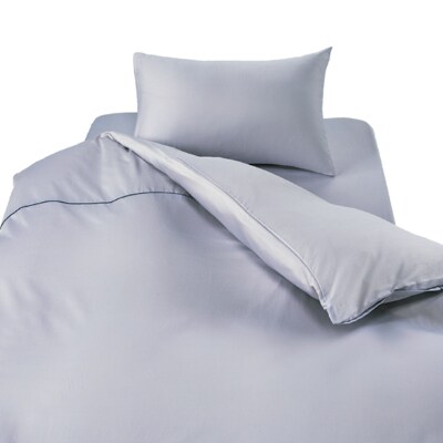 【シングル】カバー掛・シーツ(25cm)・枕＆パジャマ(男女兼用Sサイズ)4点セット　シルバースカイ
