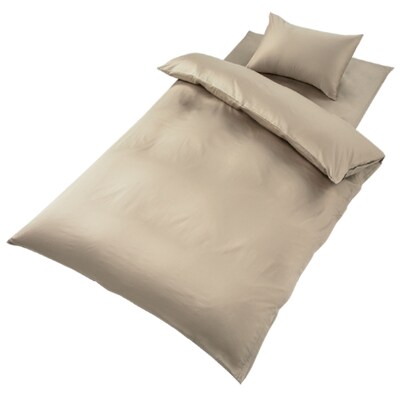 【シングル】プレミアムカバー掛・敷・枕＆パジャマ(男女兼用Lサイズ)4点セット　色シャンパンベージュ