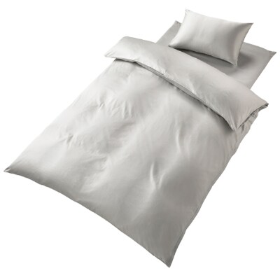 【シングル】プレミアムカバー掛・敷・枕＆パジャマ(男女兼用Mサイズ)4点セット　色:プラチナグレー