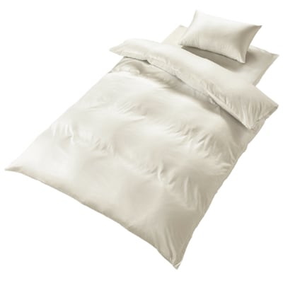 【シングル】プレミアムカバー掛・敷・枕＆パジャマ(男女兼用Mサイズ)4点セット　色:パールホワイト