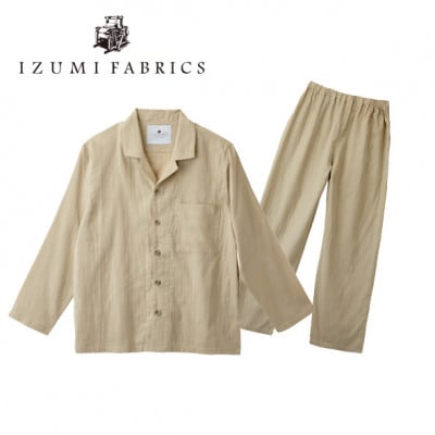 【サイズXS(男女兼用)】プレミアムガーゼパジャマ(やわらか超長綿二重織ガーゼ)色シャンパンベージュ