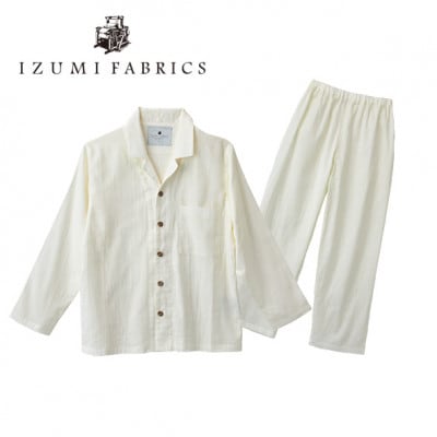【サイズ:M(男女兼用)】プレミアムガーゼパジャマ(やわらか超長綿二重織ガーゼ)　色　パールホワイト