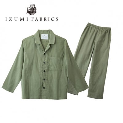 【サイズXL(男女兼用)】プレミアムガーゼパジャマ(やわらか超長綿二重織ガーゼ)　色　ミモザグリーン