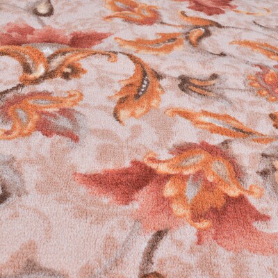 日本製 廊下カーペット 65cm×180cm 【オリエンタル更紗】 滑り止め加工 (エンジ)