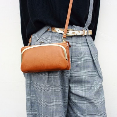 【がま口 お財布ポシェット 】本革 お財布ショルダー ショルダーバッグ【aw-17nns-CA】