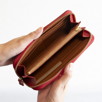 【本革 長財布】スムースレザー ラウンドファスナー ロングウォレット【aw-15hn-RD】