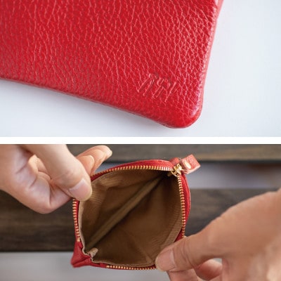 【コインケース】L字ファスナー 財布 本革 レザー 革 ヌメ革 日本製 【apo-12ns-RD】