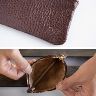 【コインケース】L字ファスナー 財布 本革 レザー 革 ヌメ革 日本製 【apo-12ns-BR】