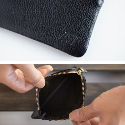 【コインケース】L字ファスナー 財布 本革 レザー 革 ヌメ革 日本製 【apo-12ns-BK】