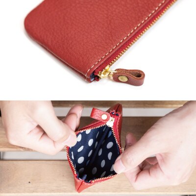 【コインケース】ポーチ 小物入れ 小銭入れ 財布 本革 レザー ヌメ革【apo-10nns-RD】