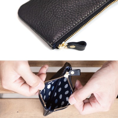 【コインケース】ポーチ 小物入れ 小銭入れ 財布 本革 レザー ヌメ革【apo-10nns-BK】