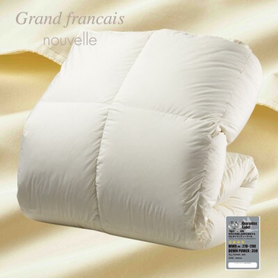 キングサイズ　抗菌防臭羽毛使用羽毛布団 プレミアム掛けカバー付　CILシルバー