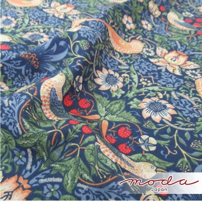 【座布団カバー55×59cm】ベストオブモリス いちご泥棒ネイビー MR-5559I-NB