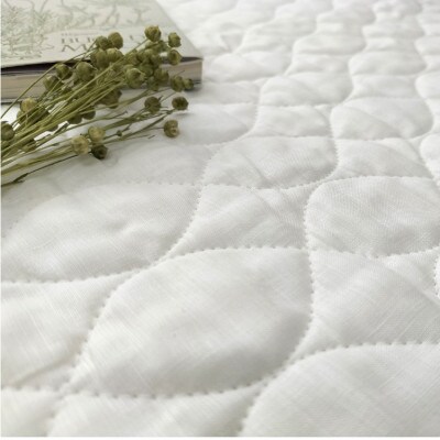 【ダブル】艶やかリネン100%敷パッド(140×205cm)ホワイト LIN-3W-WH