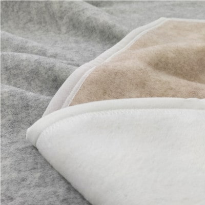 【ひざ掛サイズ】洗えるウールとコットンのリバーシブルブランケット　グレー　KK-117H　GY