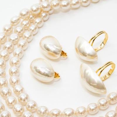 《いずみパール》 マベパールセット (指輪2個付き)【AN127】