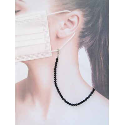 《いずみパール》 マスクホルダーネックレス＆ メガネ留め　(マットブラック)【AN118】