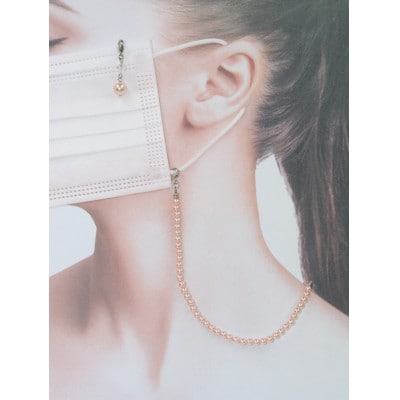 《いずみパール》 マスクホルダーネックレス＆スワロ付マスクチャーム＆メガネ留め　(パールピンク)