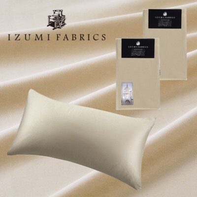 (50×90cm)ハンガリー産ホワイトグースダウンピロー(羽毛枕)＆ピローケース:シャンパンベージュ