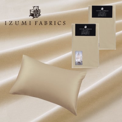 (43×63cm)ハンガリー産ホワイトグースダウンピロー(羽毛枕)＆ピローケース:シャンパンベージュ