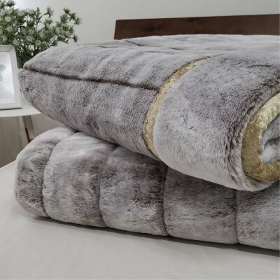 【掛敷セット】贅沢フェイクファーボリューム毛布1枚＆敷パッド1枚(シングル) M-SET-BR