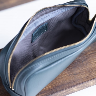 【本革 ポーチ】日本製 レザー 化粧ポーチ 牛革 小物入れ【apo-06cs-BG】