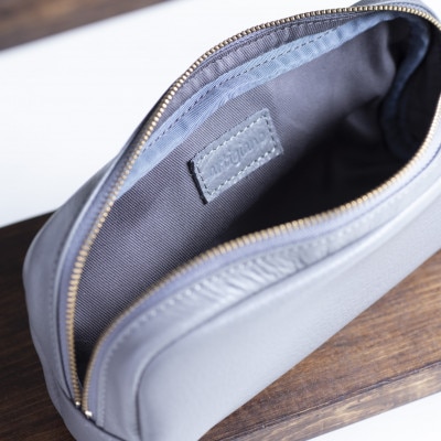 【本革 ポーチ】日本製 レザー 化粧ポーチ 牛革 小物入れ【apo-06cs-GY】