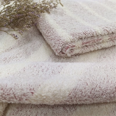 【フェイスタオル5枚組】オーガニックコットンフェイスタオル(34×80cm)かすみレッド