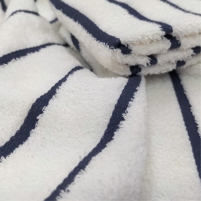 【フェイス6枚バス3枚組】オーガニックコットンフェイスタオル＆バスタオルセット しまふわネイビー