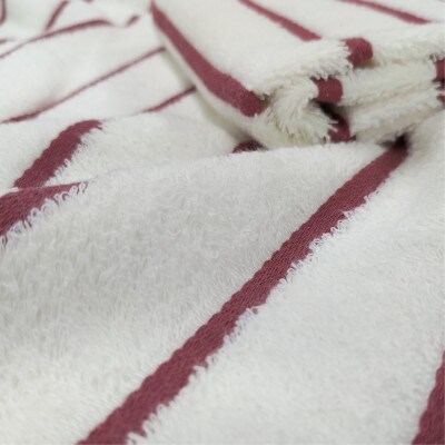 【フェイス4枚バス2枚組】オーガニックコットンフェイスタオル＆バスタオルセット しまふわレッド