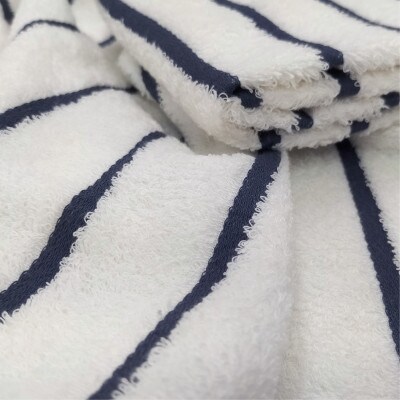 【フェイスタオル8枚組】オーガニックコットンフェイスタオル(34×80cm) しまふわネイビー