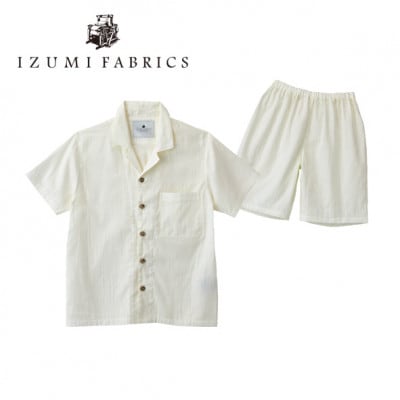 【男女兼用　サイズ:S】半袖×半ズボン　プレミアムガーゼパジャマ　(カラー:パールホワイト)