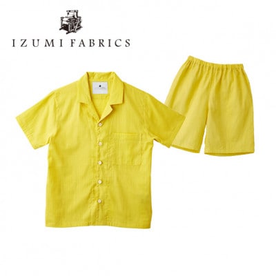 【男女兼用　サイズ:S】半袖×半ズボン　プレミアムガーゼパジャマ　(カラー:ミモザイエロー)